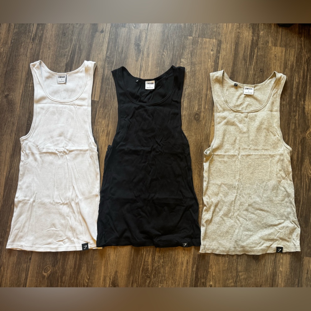 Gymshark Men’s Ribbed Tank Tops Bundle | 3 Pack | Size Large | NWOT